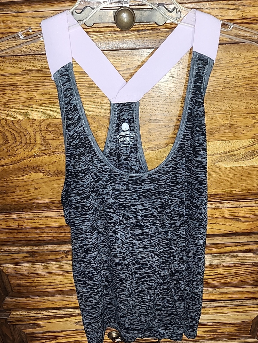 Old Navy Black Space-Dye Tank with Light Pink Racerback Straps